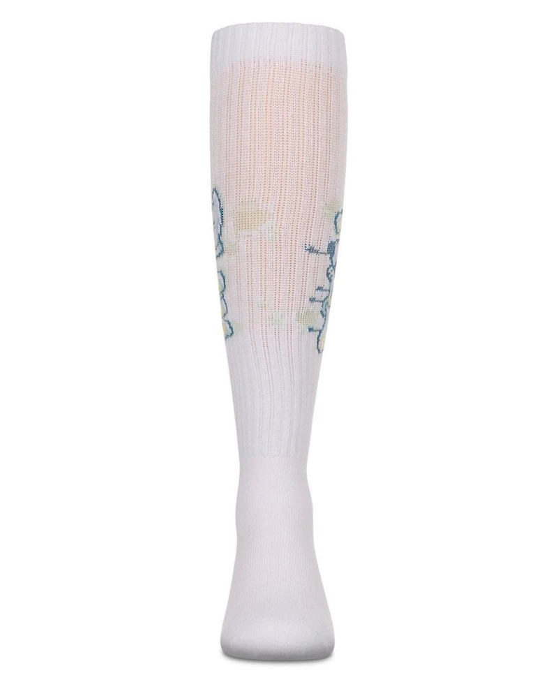 Memoi Girls Ribbed Stretch Cotton "Graffiti Play" Knee Sock