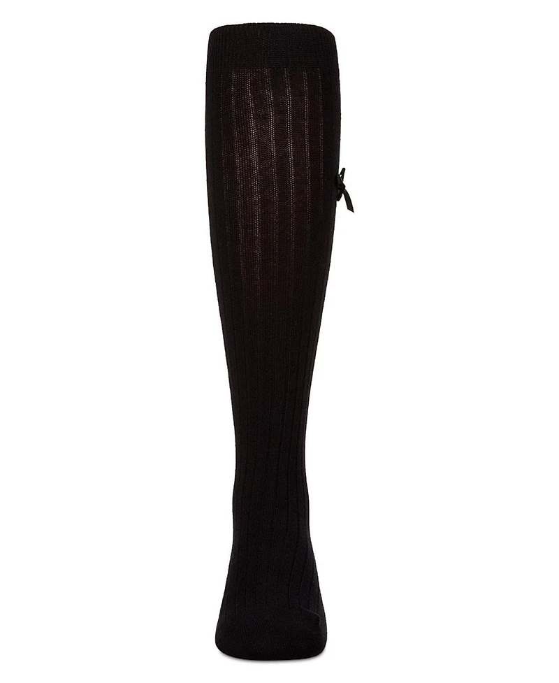 Memoi Girls Cotton-Rich Fancy Logo and Bow Trimmed Knee Sock
