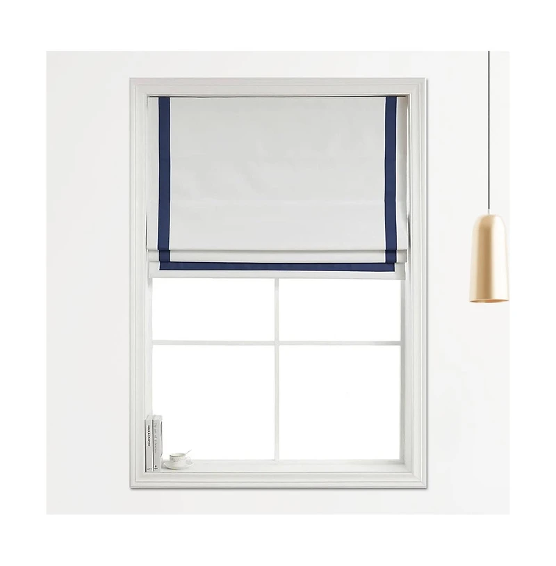 Shadisfy Cordless Pull Down 100% Blackout Roman Shade with Ribbon Border 23"x64"