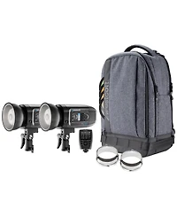 Westcott FJ400 Strobe 2-Light Backpack Kit with Fj-X3m Universal Wireless Trigger, Bundle with Flashpoint Pro Air-Cushioned Heavy-Duty Light Stands, R