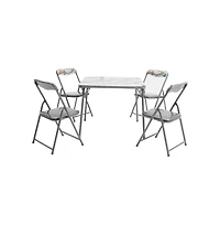 Emma+Oliver Kids 5 Piece Folding Table And Chair Set - Activity