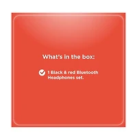 RadioShack Wireless Bluetooth 5.3 Headphones 15 Hour Playtime, Adjustable Height, 3304394 Black & Red