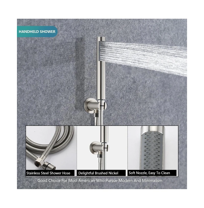 Rainsken Wall Mounted Round Shower Combo Set with 10" Rain Shower Head and Handheld Shower Head Set with Pressure Balancing Valve, Silver