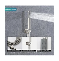 Rainsken Wall Mounted Round Shower Combo Set with 10" Rain Shower Head and Handheld Shower Head Set with Pressure Balancing Valve, Silver