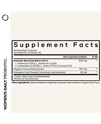 Codeage Women's Daily Probiotic Supplement – 50 Billion Cfu Supplement, Cranberry Fruit Powder, Prebiotic Chicory Root Inulin – Women's Wellness Suppo
