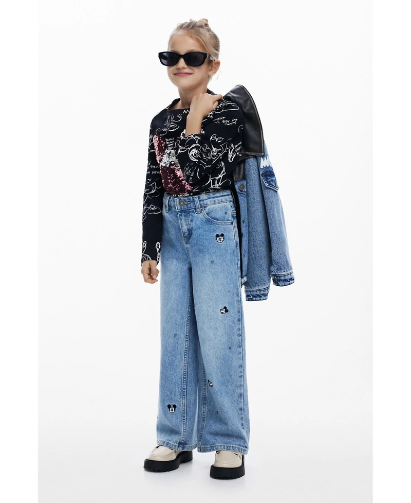 Desigual Girls's Wide Mickey jeans