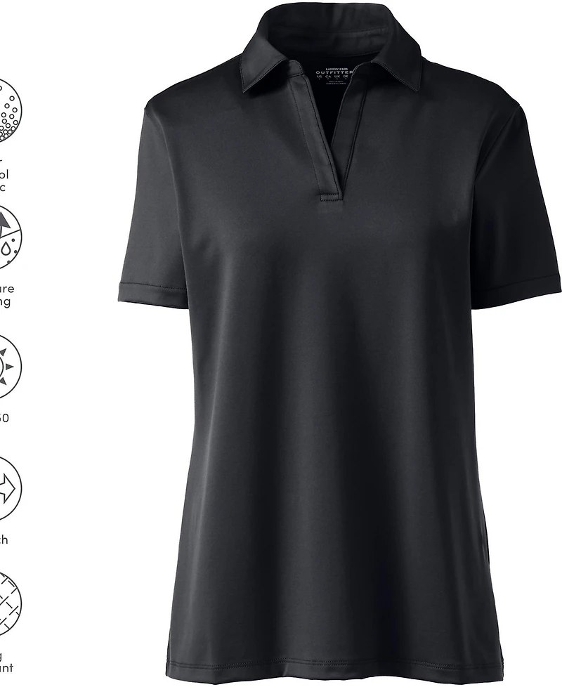 Lands' End Women's Short Sleeve Rapid Dry Sport Neck Polo Shirt