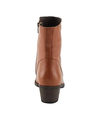 Spring Step Garibaldi Leather Mid Boot with Decorative Lace and Button Detail on Block Heel