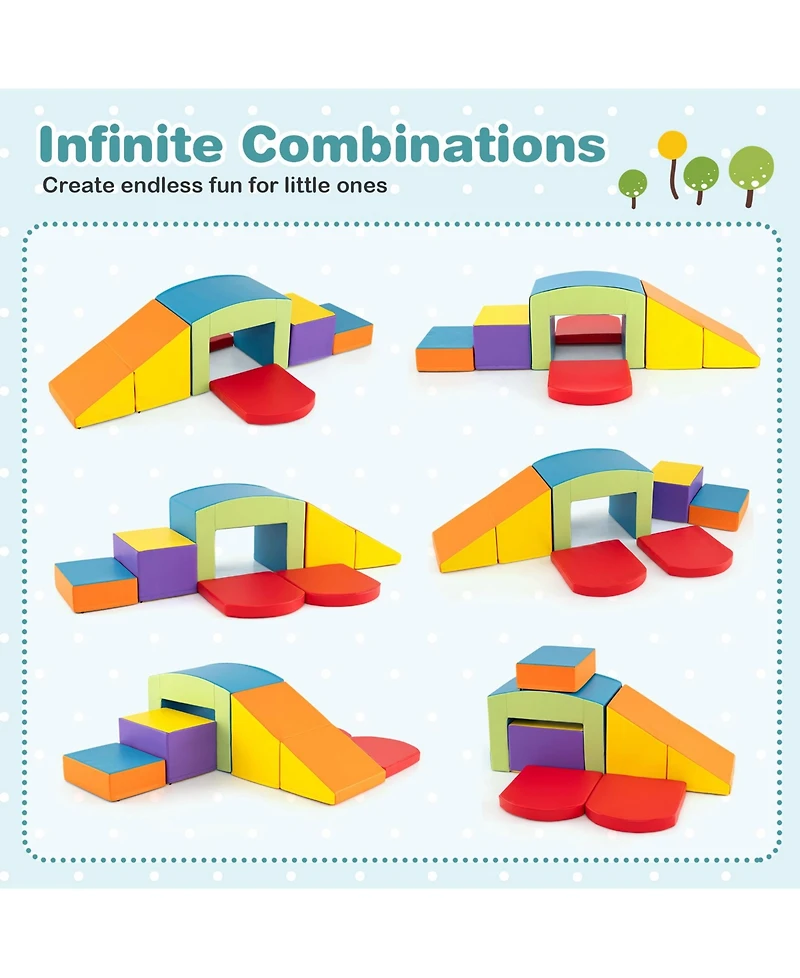 6 Pieces Foam Climbing Blocks Soft Play Climbing for Toddlers with Tunnel