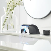 8 in. Widespread 2-Handle Bathroom Faucet With Led Light And Pop Up Drain in Matte Black