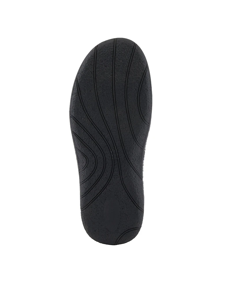 L'Artiste Women's Annawan Floral Embossed Handpainted Leather Comfort Slip-On Shoes with Stretch Gore and Padded Collar