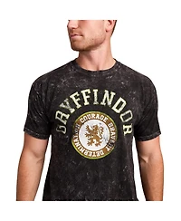 Harry Potter Men's Gryffindor Varsity Blue Vintage Mineral Wash Crew Neck Short Sleeve T-shirt