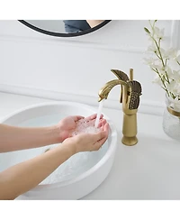 Greenspring Swan Single Hole Handle Bathroom Vessel Sink Faucet With Pop Up Drain