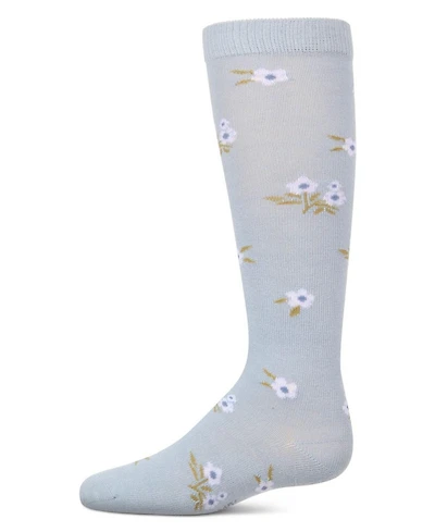 MemoiGirls Opaque Stretch Cotton "Blissful Bloom" Knee High Sock