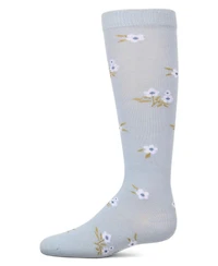 MemoiGirls Opaque Stretch Cotton "Blissful Bloom" Knee High Sock