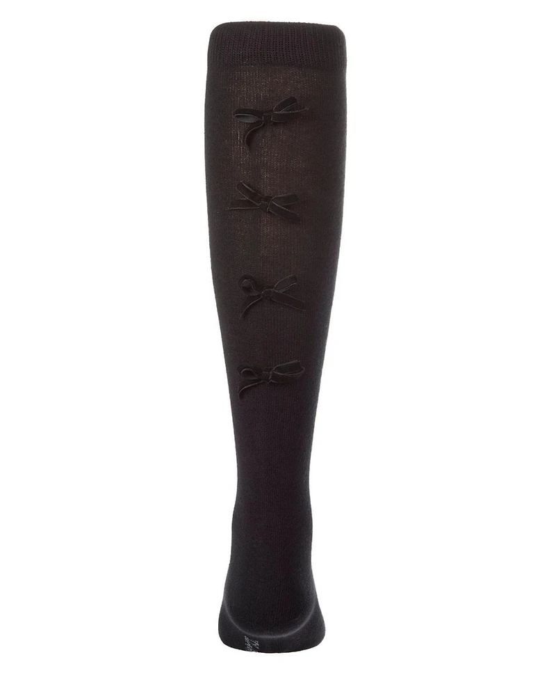 Memoi Little Girls Cotton-Rich Back Bow Trimmed Knee Sock