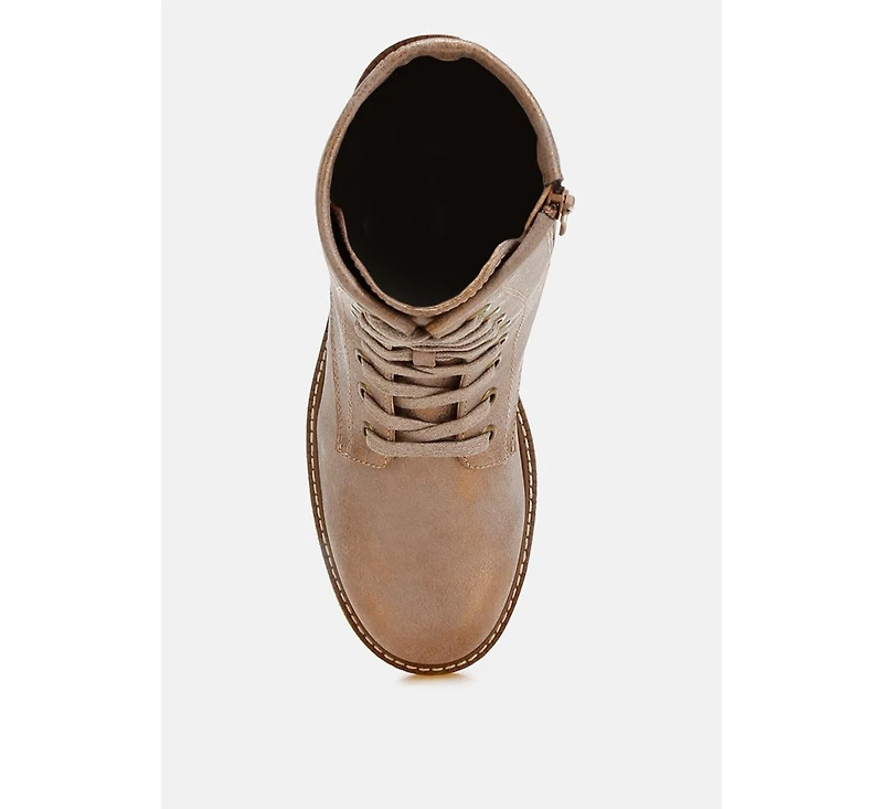 Clover Faux Leather Lace Up Boots Women