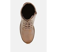 Clover Faux Leather Lace Up Boots Women