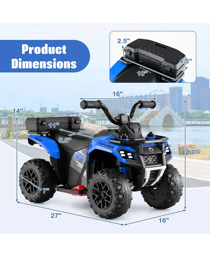 Gymax 6V Kids Ride On Atv w/ Music & Spray Function Usb Port Storage Box Toy Car
