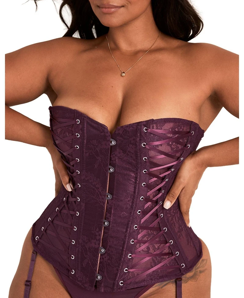 Adore Me Nikita Women's Plus-Size Unlined Boned Corset & G-string Set