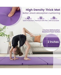 4-Panel Pu Leather Folding Exercise Mat with Carrying Handles