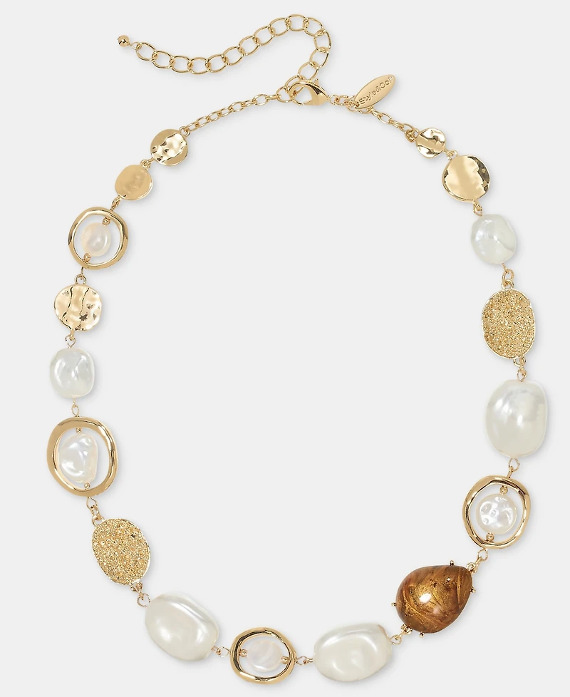 Style & Co Disc, Stone & Imitation Pearl All-Around Collar Necklace, 18" + 3" extender, Macy's Exclusive