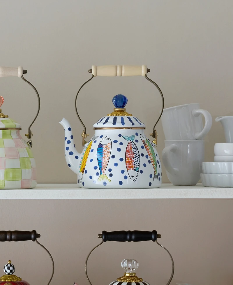 MacKenzie-Childs Go Fish Enameled Steel 2-Quart Tea Kettle