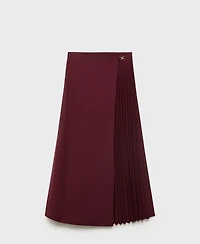 Mango Women's Pleated Crossover Skirt