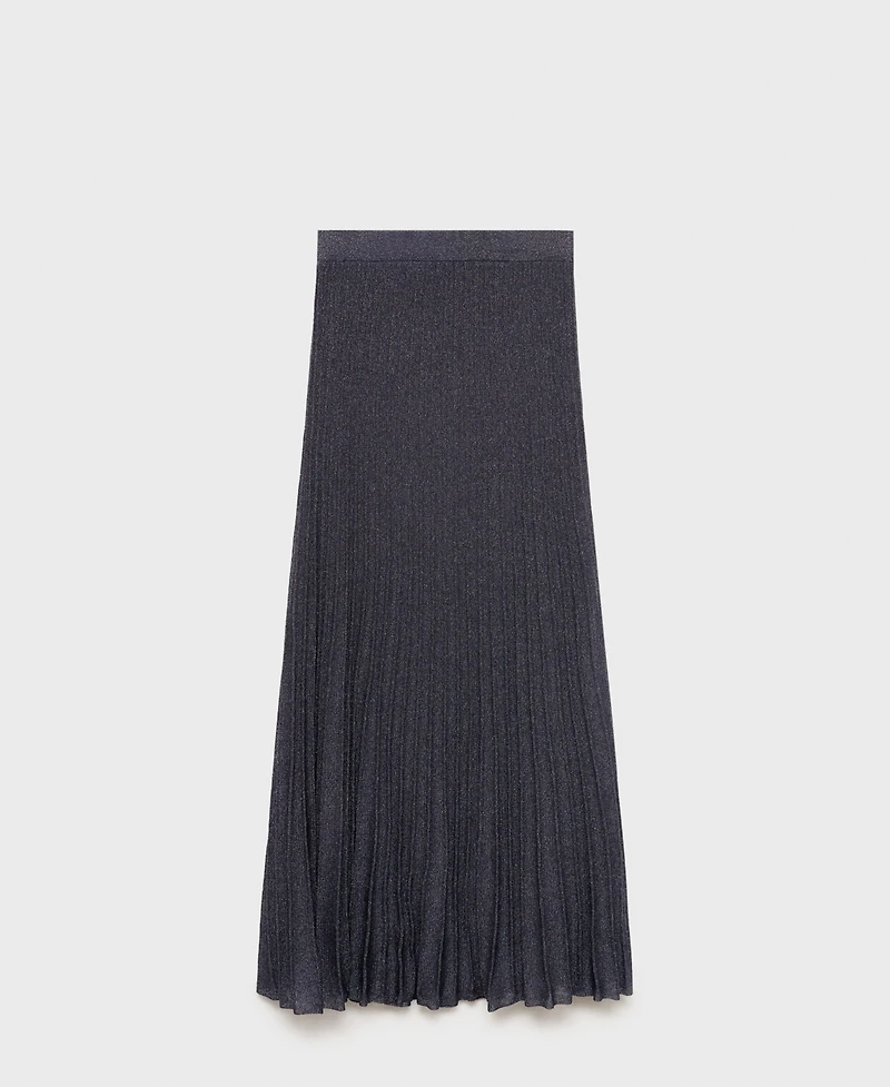 Mango Women's Lurex Knitted Pleated Skirt
