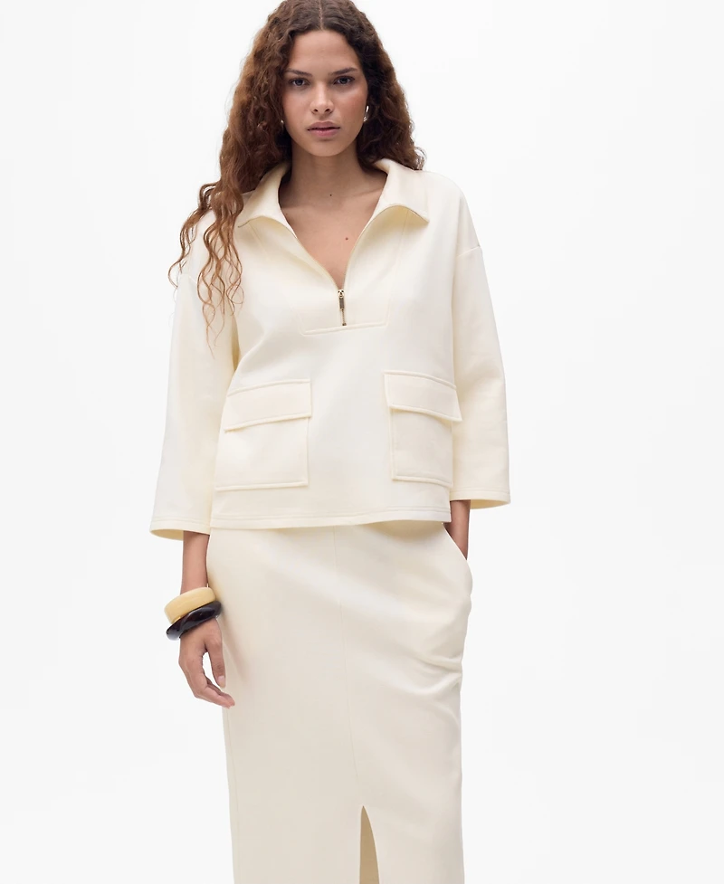 Mango Women's Pockets Three-Quarter Sleeve Jacket
