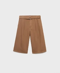 Mango Women's Belted Denim Jorts