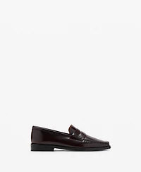 Mango Women's Gathered Leather Moccasins