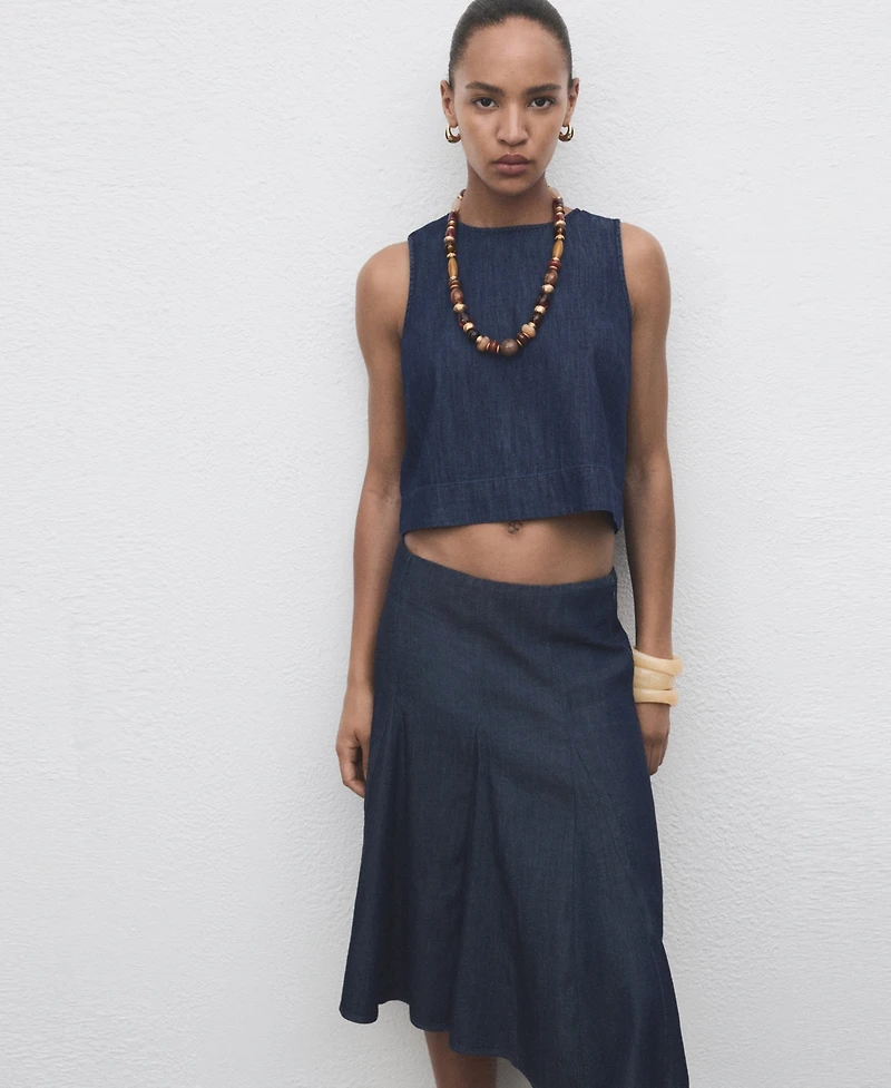 Mango Women's Denim Crop Top