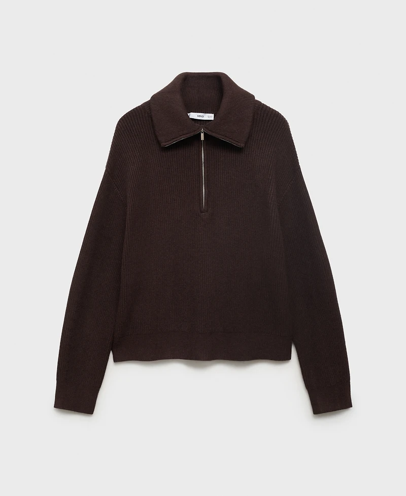 Mango Women's Contrasting Zipper Collar Sweater