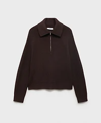 Mango Women's Contrasting Zipper Collar Sweater