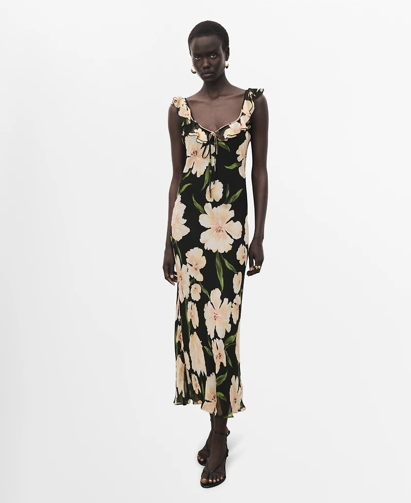 Mango Women's Ruffle Detail Floral-Print Dress