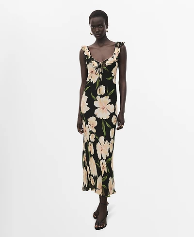 Mango Women's Ruffle Detail Floral-Print Dress