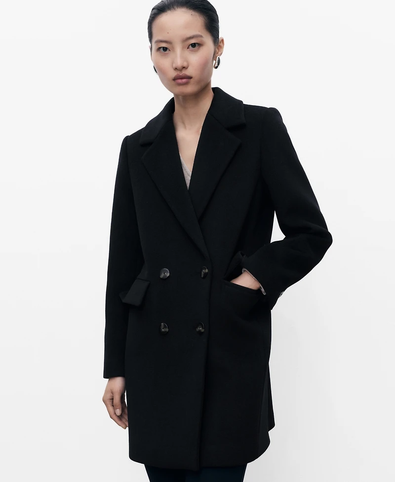 Mango Women's Double-Breasted Wool Blend Coat