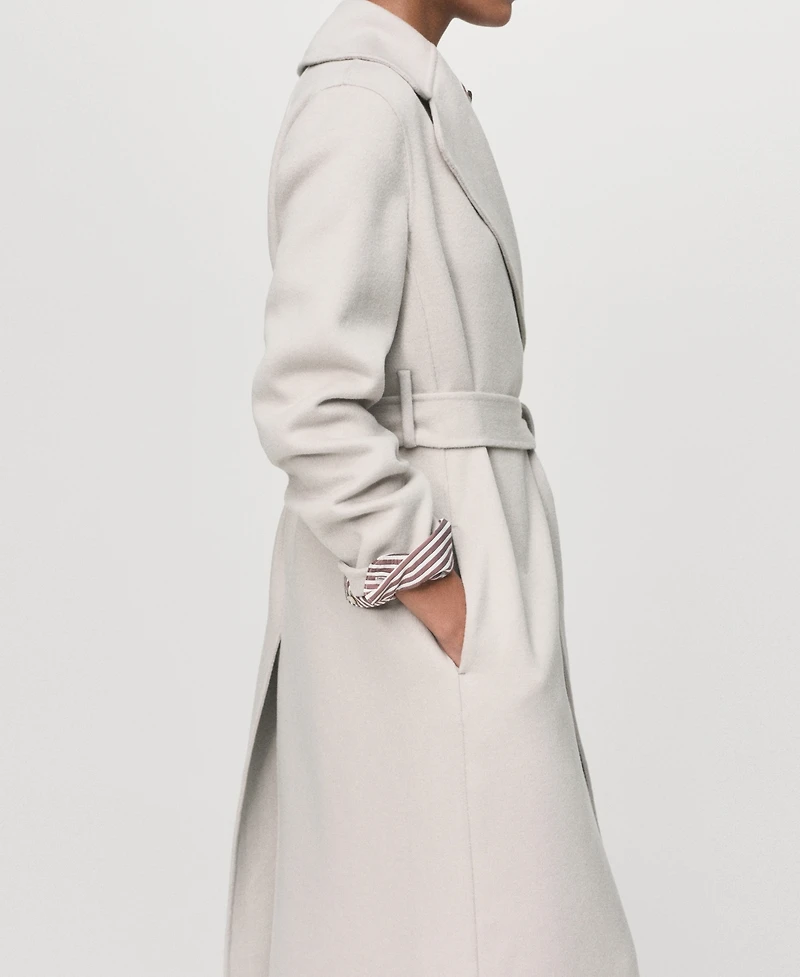 Mango Women's Handmade Belt Wool Coat