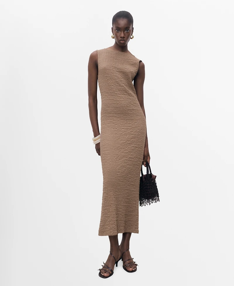 Mango Women's Fitted Textured Dress