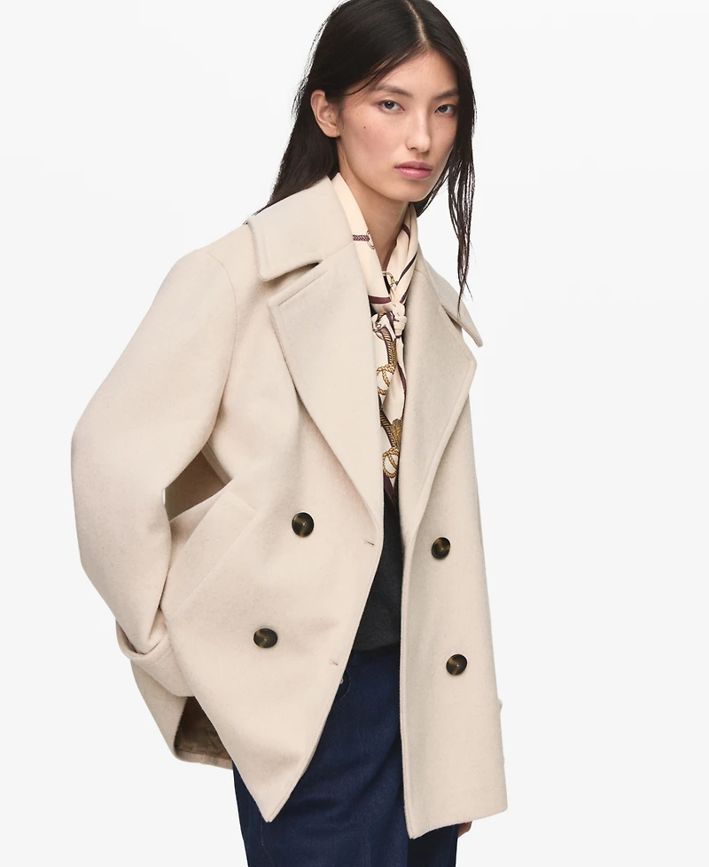 Mango Women's Double-Breasted Wool Blend Coat