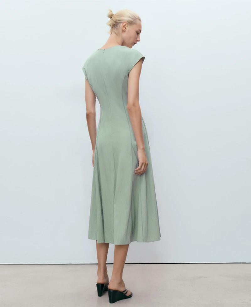 Mango Women's Stitching Detail V-Neck Dress