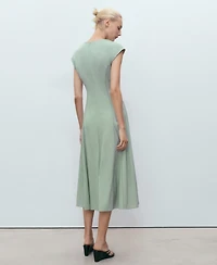 Mango Women's Stitching Detail V-Neck Dress