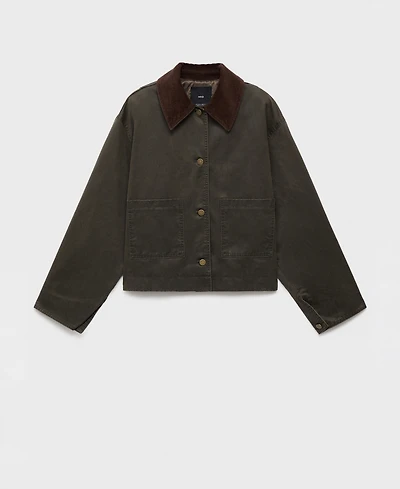 Mango Women's Corduroy Collar Denim Jacket