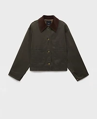 Mango Women's Corduroy Collar Denim Jacket