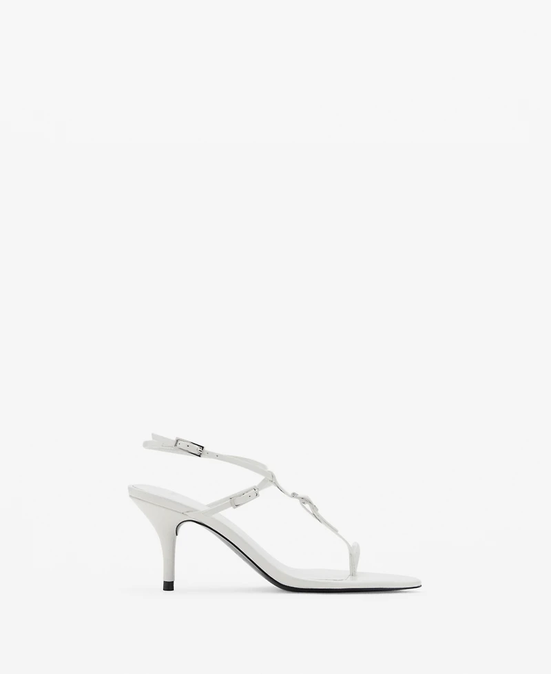Mango Women's Buckles Leather Heeled Sandals