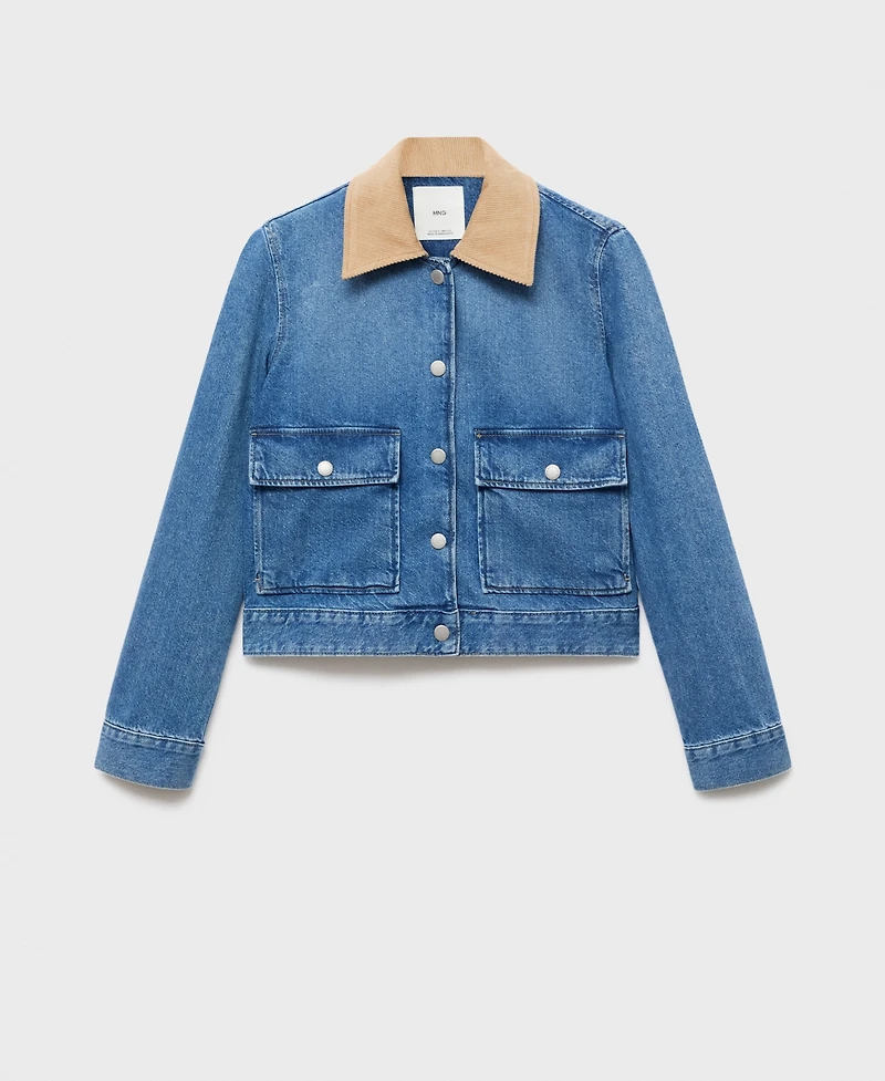 Mango Women's Corduroy Collar Denim Jacket