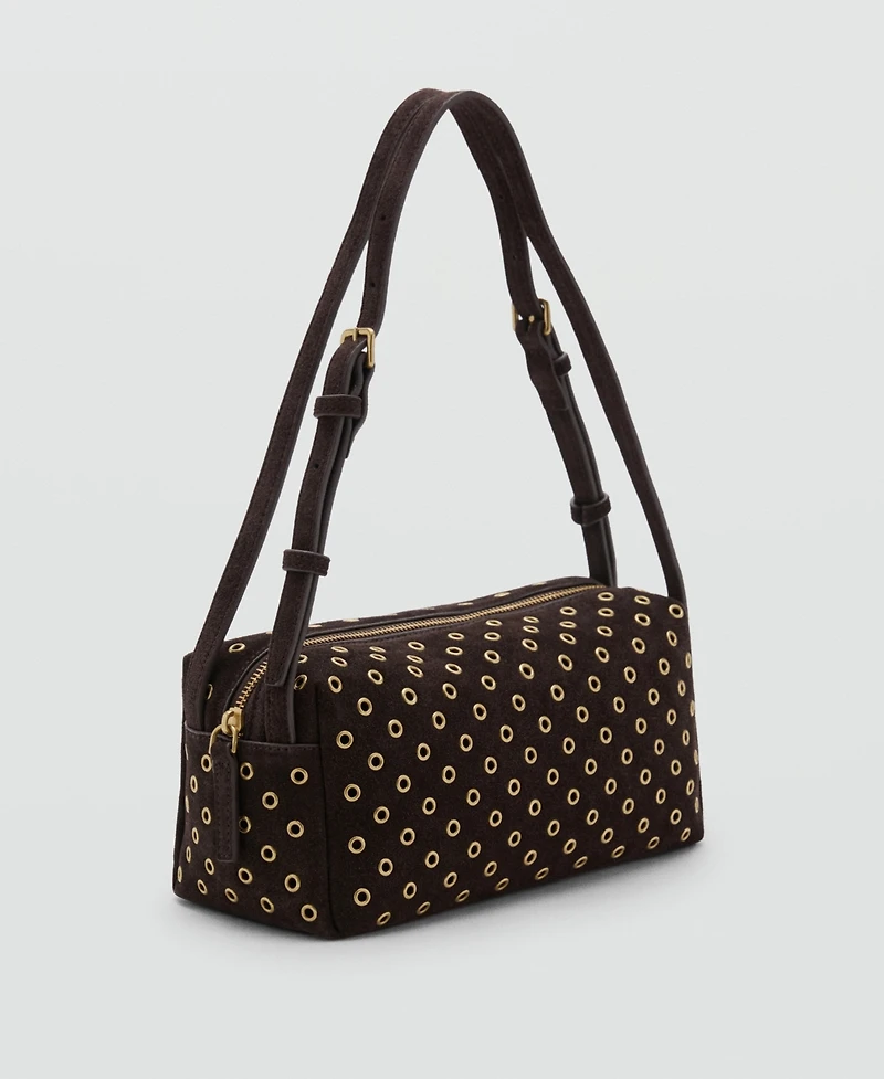 Mango Women's Eyelets Detail Suede Shopper Bag