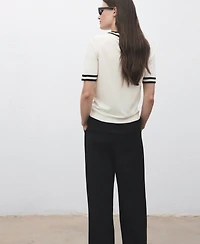 Mango Women's Short-Sleeve Contrast Stripe Sweater