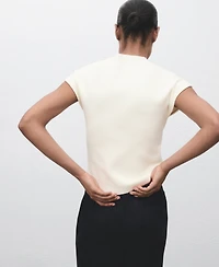 Mango Women's Short-Sleeved Fine-Knit Sweater